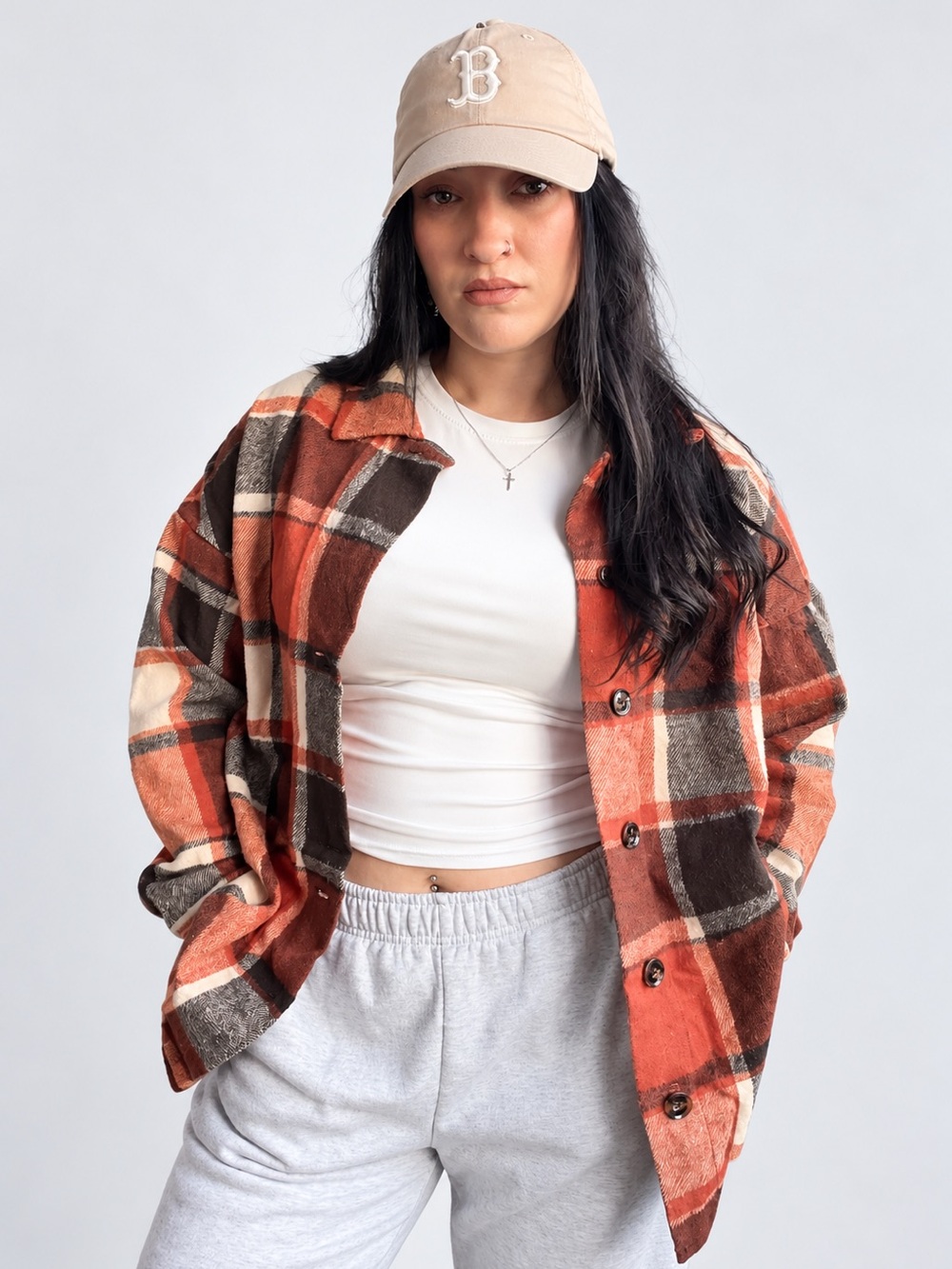 Plaid Button-Up Flannel - Rust
